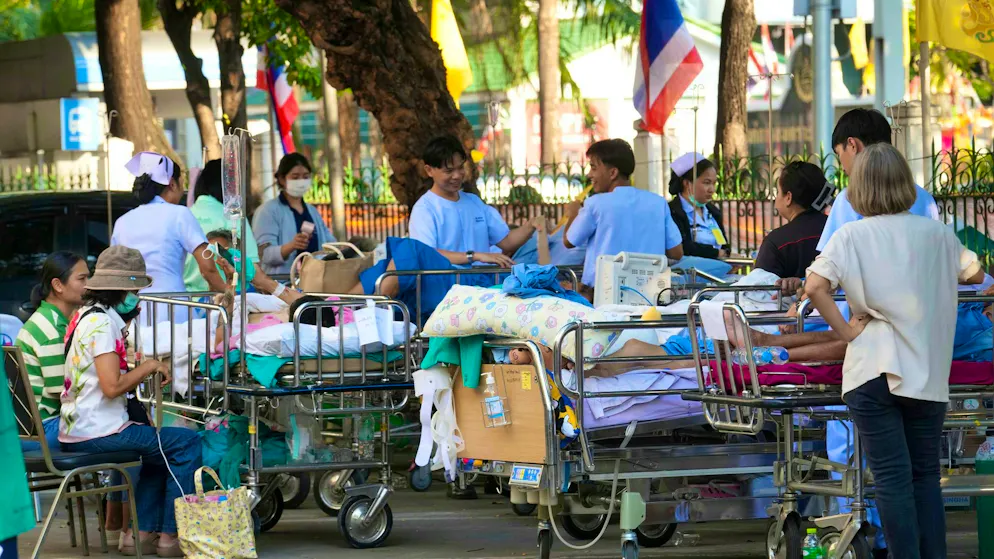 Patients from many hospitals in Bangkok were quickly transported outside.