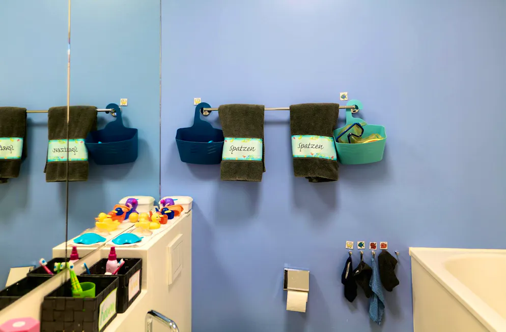 The children's home is lovingly furnished. Here is one of the three bathrooms in a residential group.