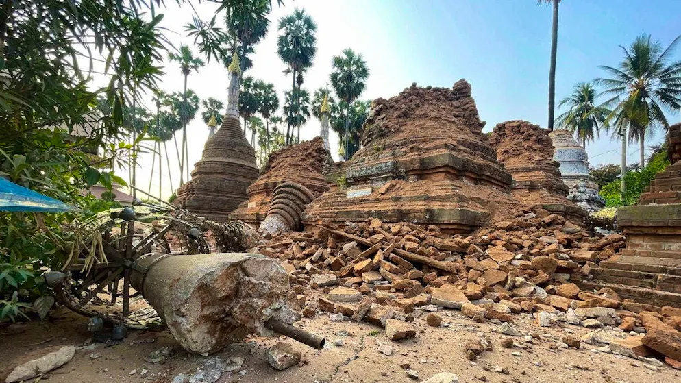 Destroyed pagoda in Naypyidaw in a photo taken today.