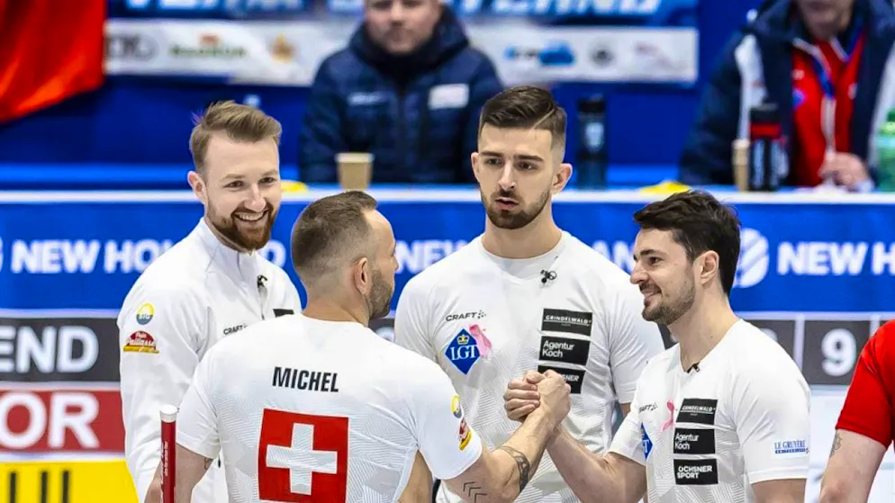 The Swiss team led by skip Yannick Schwaller (far left) is hoping for many successes at the World Championships in Moose Jaw