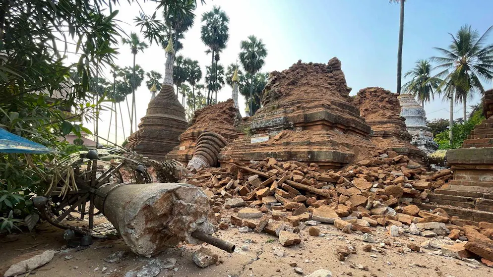Zerstörte Pagoda in Naypyidaw auf einem heute geschossenen Foto.