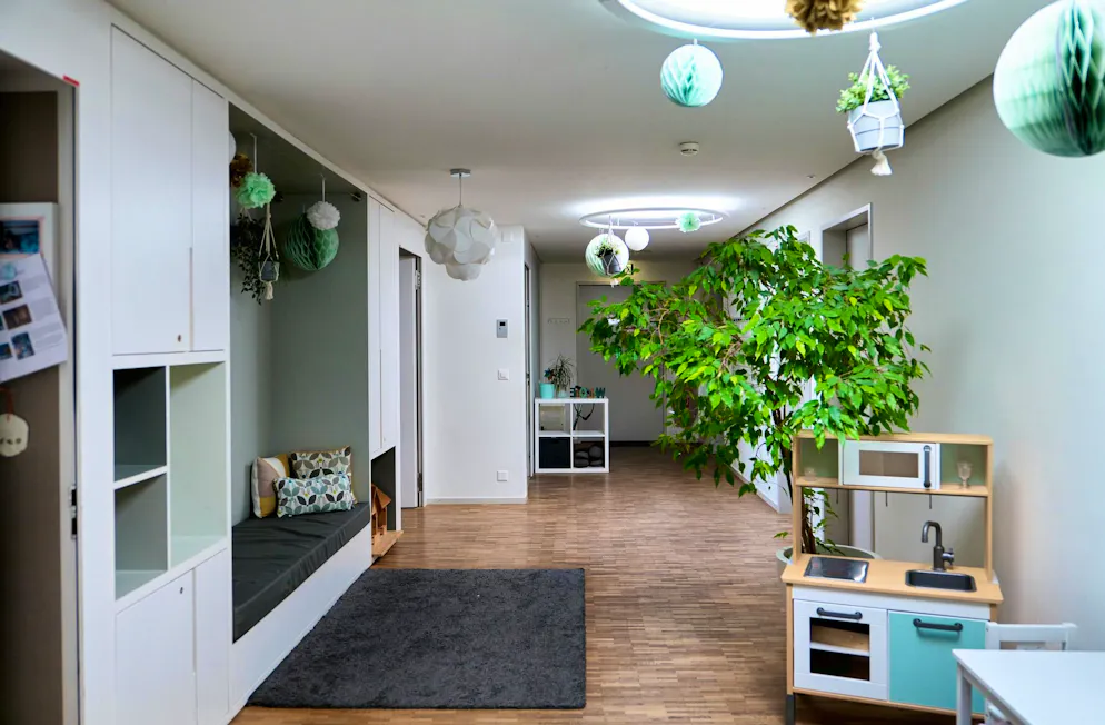 The entrance area of a residential group at the Inselhof children's home.