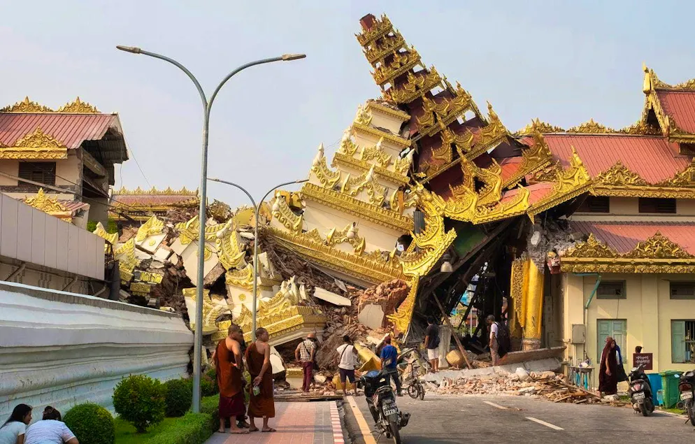 A destroyed pagoda in Mandalay, Myanmar, on March 28.