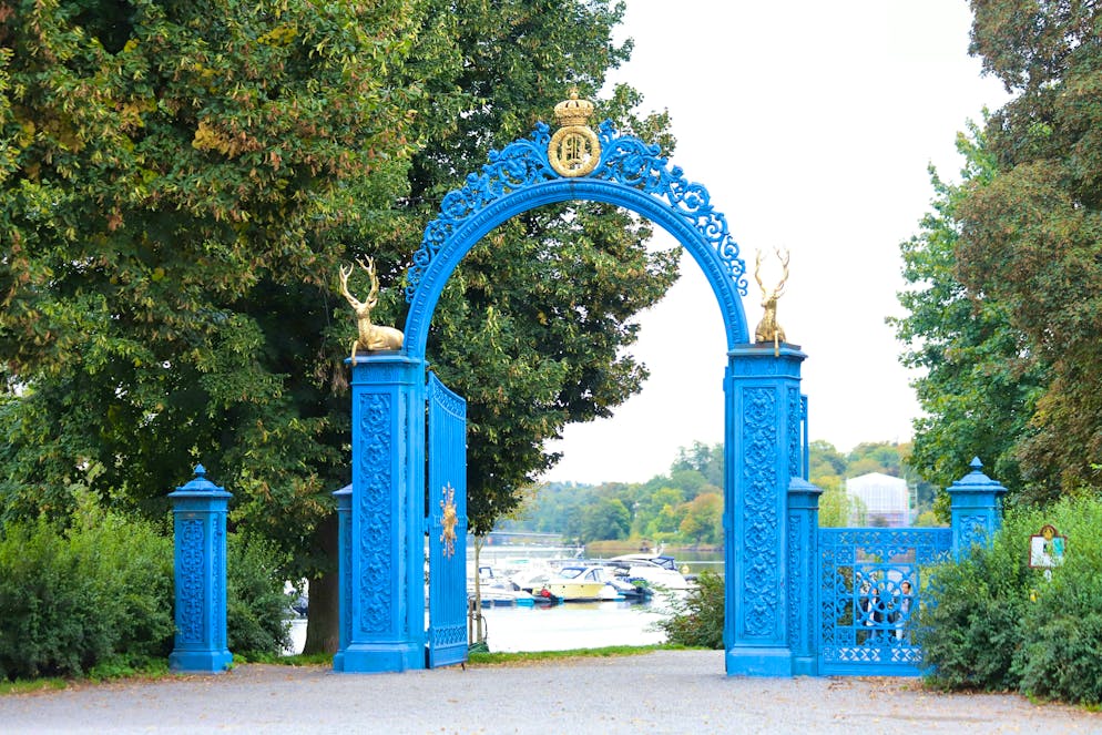 The gate leads into the huge Djurgården park.