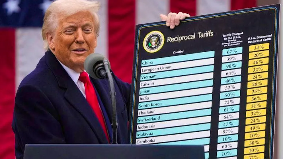 US President Donald Trump during his announcement of new tariffs.