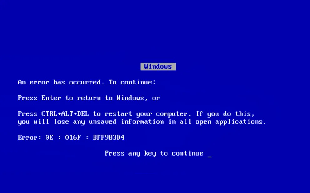Windows Blue Screen of Death caused hair-pulling.