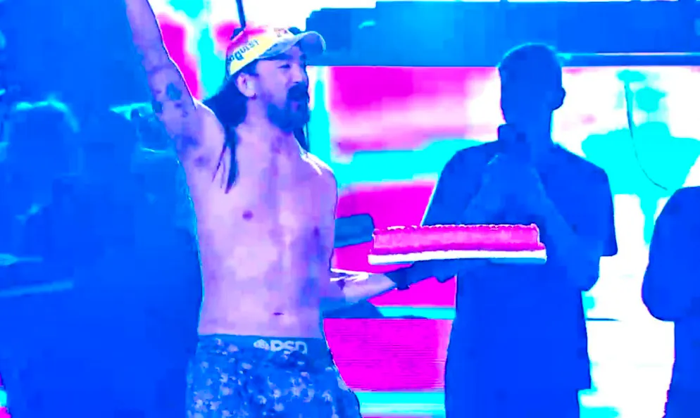 The audience parties with Steve Aoki.