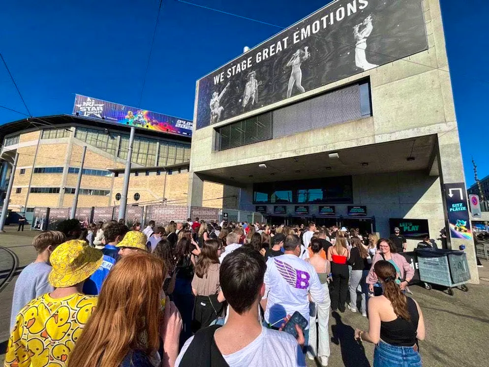 The first fans are ready to storm into the stadium.