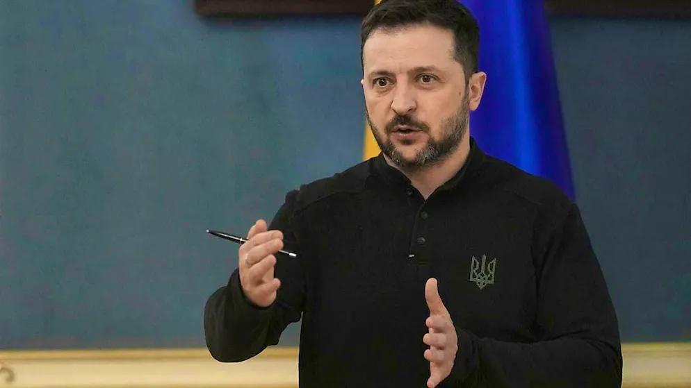 Ukrainian President Volodymyr Zelensky speaks during a briefing. Photo: Uncredited/AP/dpa/Archive image