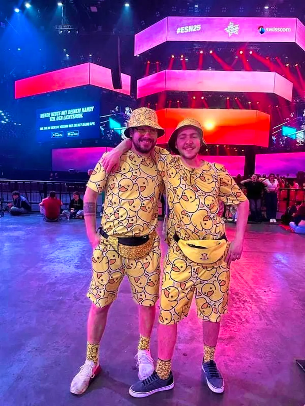 These two gentlemen have opted for a duck outfit.