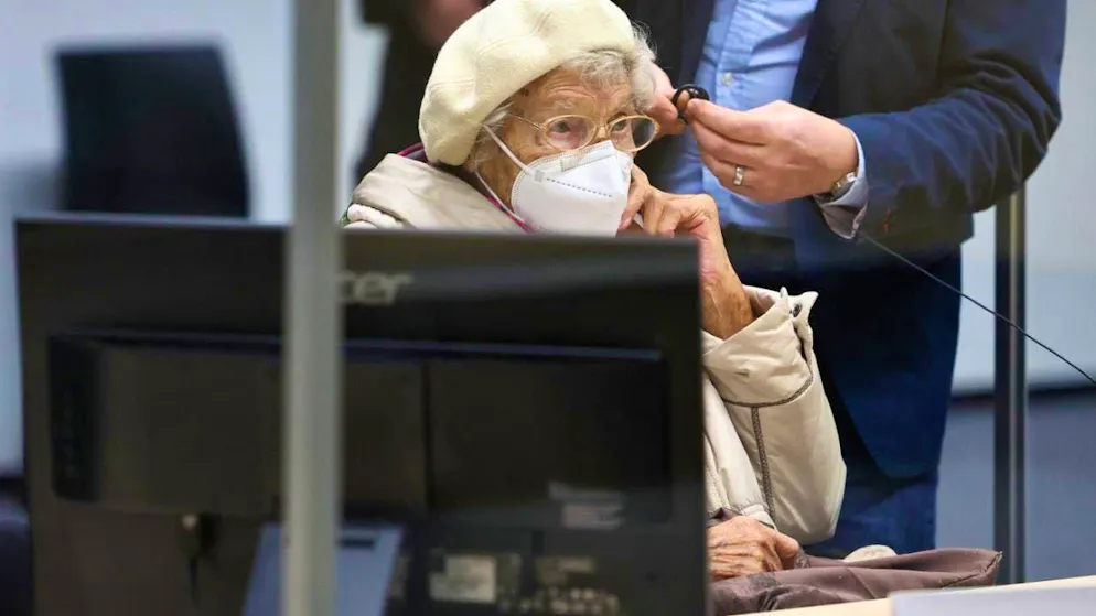 ARCHIVE - The defendant Irmgard F. sits in the courtroom of the Itzehoe district court. Photo: Christian Charisius/dpa