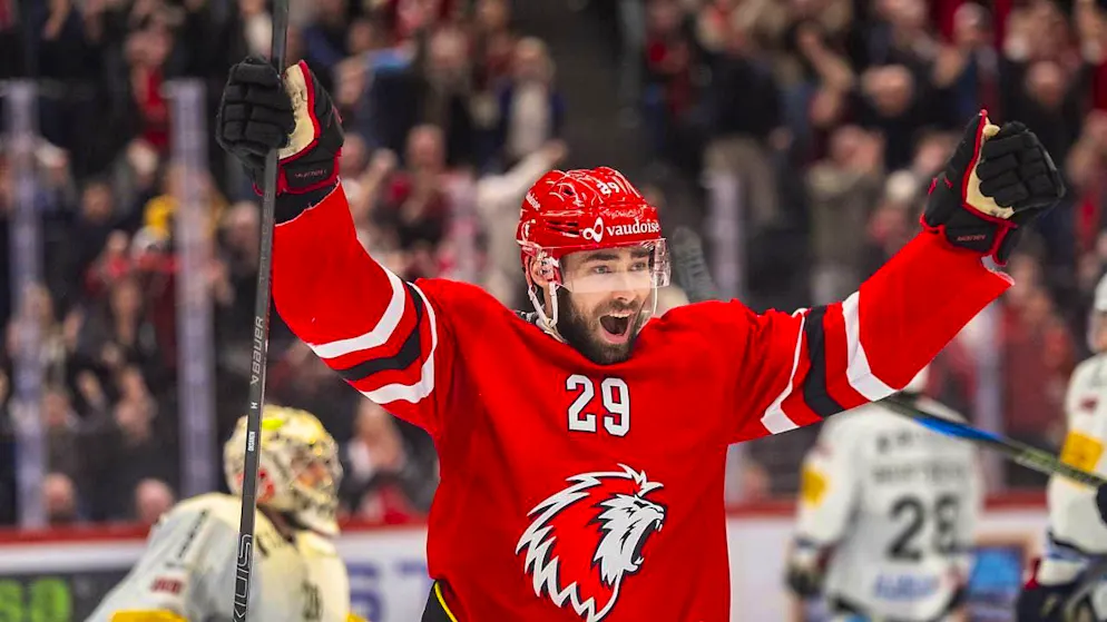 Lausanne in the final thanks to Finn power - Gallery. One of the strong Lausanne Finns: Ahti Oksanen celebrates his goal for 3:0