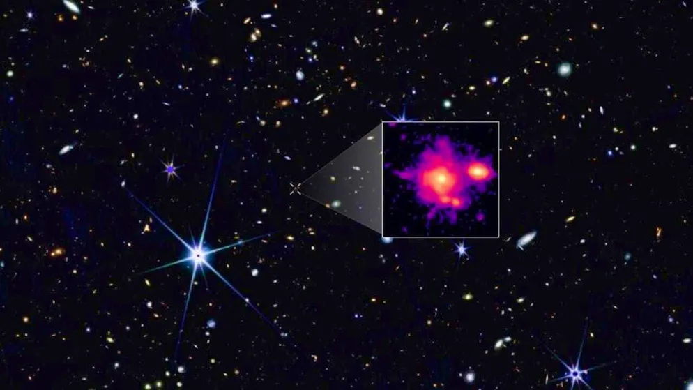 This image of Zhúlóng, the most distant spiral galaxy discovered so far, shows its well-defined spiral arms.