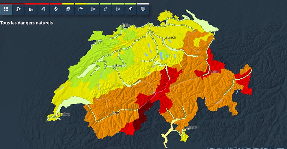 Informations actuelles sur les intempéries.