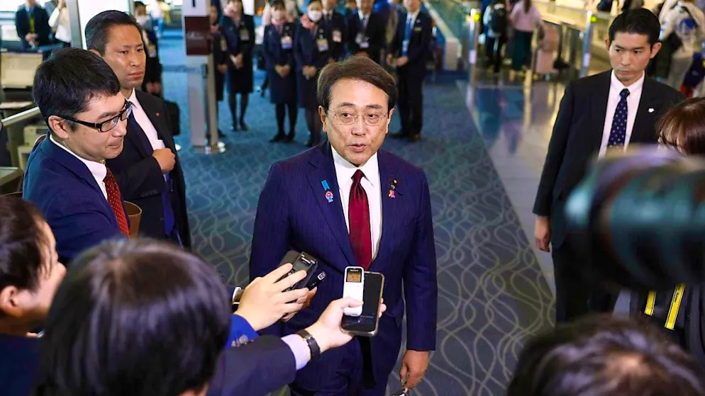 The Japanese Minister for Economic Revitalization, Ryosei Akazawa, in Tokyo on Wednesday before his departure to Washington.
