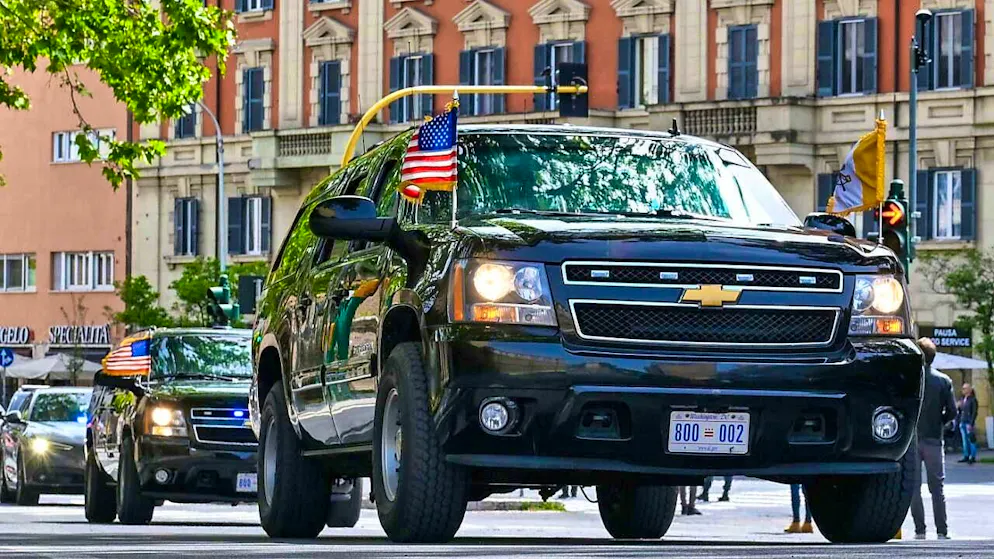 The motorcade of US Vice President JD Vance on his way to the Vatican. Photo: Kenny Holston/Pool The New York Times/AP/dpa