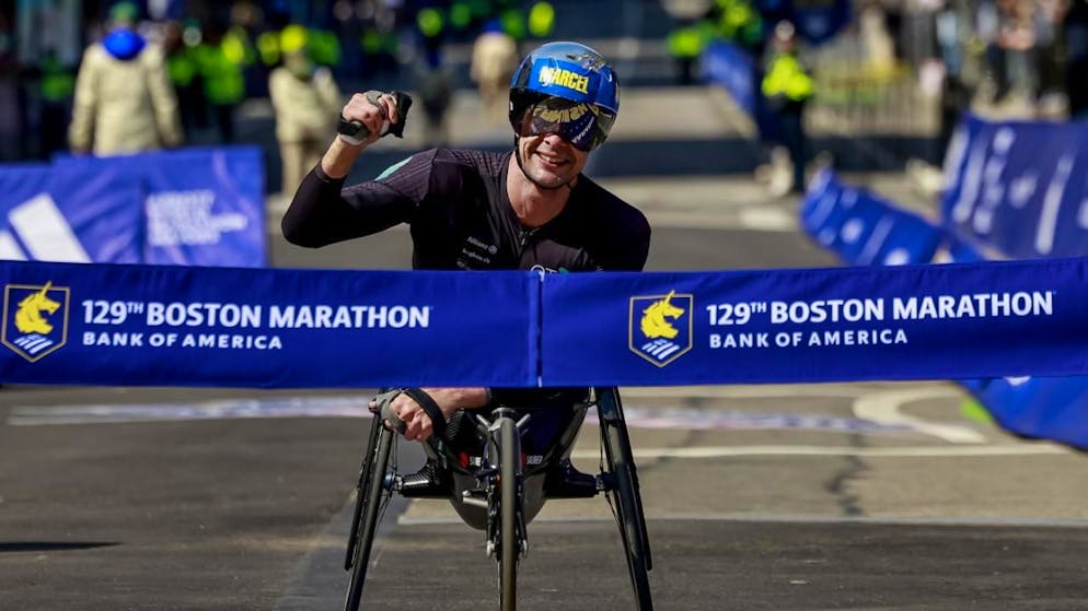 Marcel Hug a remporté son 8e marathon de Boston.