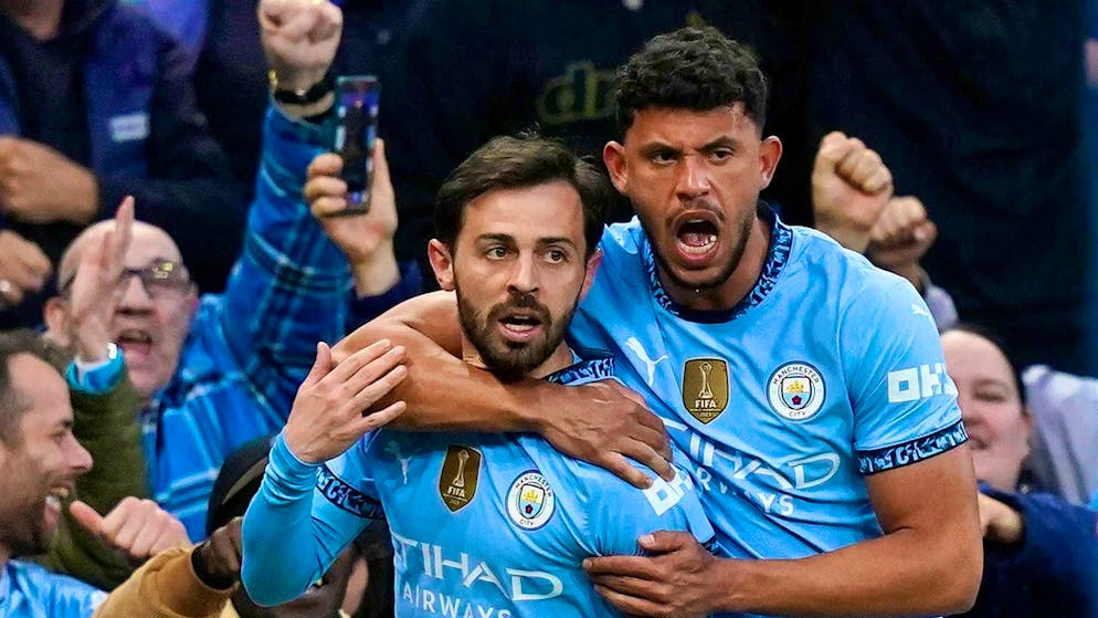 Bernardo Silva (left) and Matheus Nunes (right) score for Manchester City.