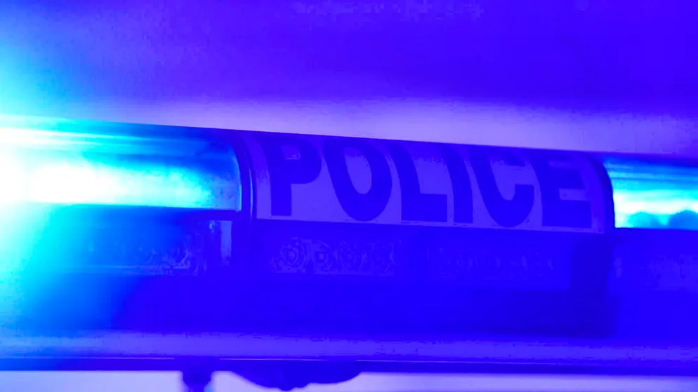 ARCHIVE - The flashing blue lights of a French Police Nationale patrol car in Strasbourg, France, on July 7, 2015. Photo: Patrick Seeger/dpa