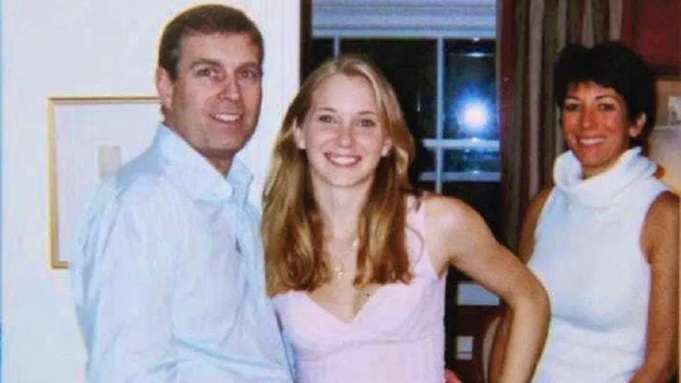 Virginia Giuffre. This undated photo provided by the US Department of Justice shows Prince Andrew (l-r), Duke of York, Virginia Giuffre from the USA and Ghislaine Maxwell. 