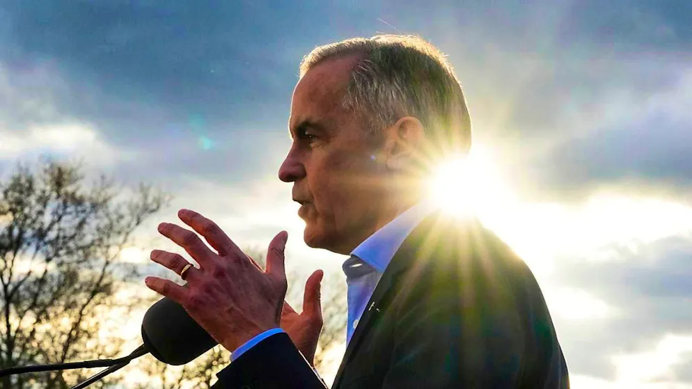 Liberal Party Leader Mark Carney holds a rally at the Ambassador Bridge. Photo: Sean Kilpatrick/The Canadian Press/AP/dpa - ATTENTION: For editorial use only and only with full attribution to the above credit