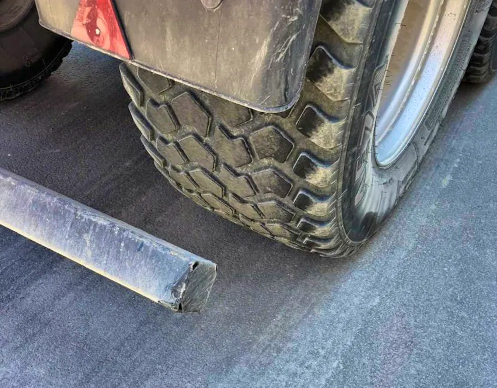 The tractor rams into the car with this corner section.