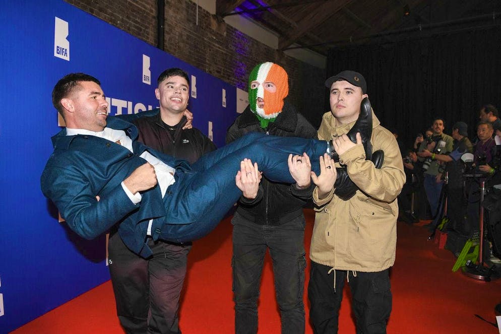 Rich Peppiatt, Naoise ó Cairealláin, DJ Provaí and Mo Chara from the band Kneecap at the British Independent Film Awards in December 2024.