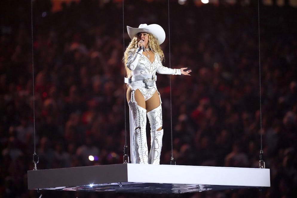 Beyoncé performs during halftime of an NFL football game between the Houston Texans and the Baltimore Ravens, Wednesday, Dec. 25, 2024, in Houston. (AP Photo/David J. Phillip)