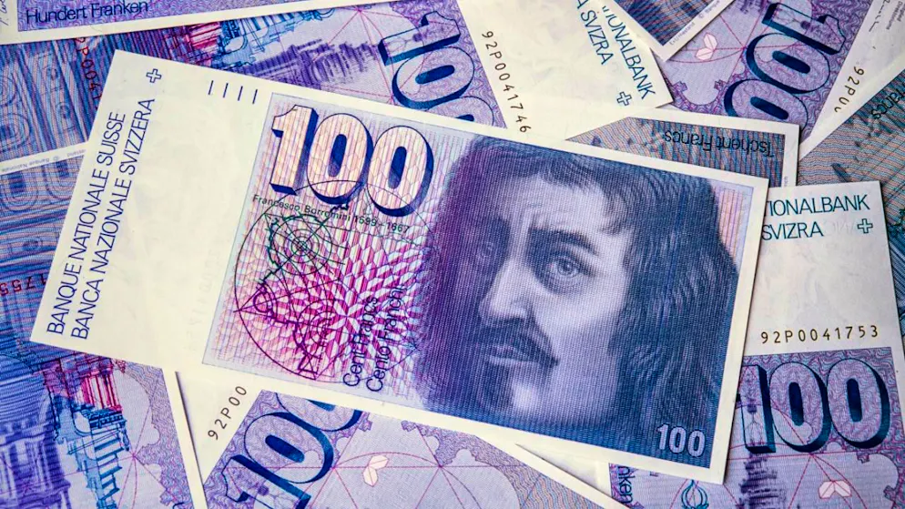 Il famoso "Borromini" da cento franchi, banconota fuori corso appartenente alla sesta serie.