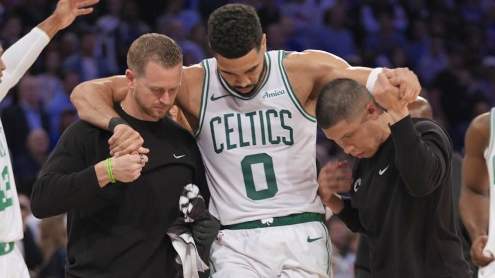 Bostons Starspieler Jayson Tatum konnte das Spiel nicht beenden