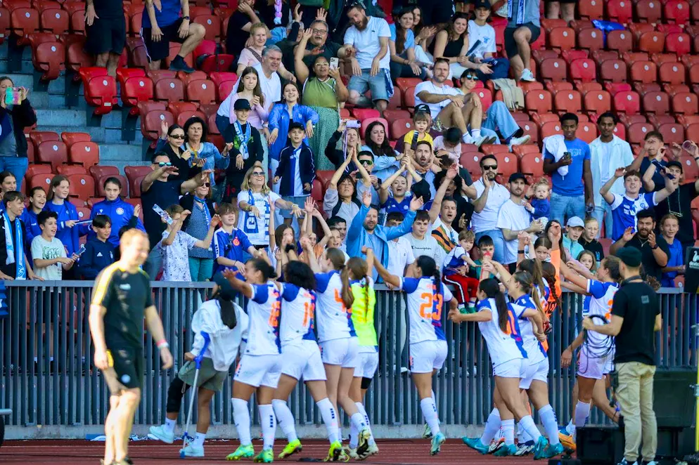 GC celebrates the first leg win against YB.