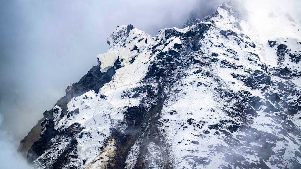 The break-off point of a rockfall near the small Nesthorn, on a flank of the Bietschhorn mountain on Wednesday.