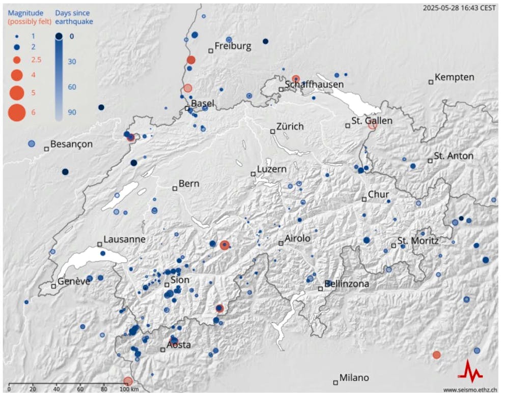 The glacier slide in Blatten VS was registered by the SED.