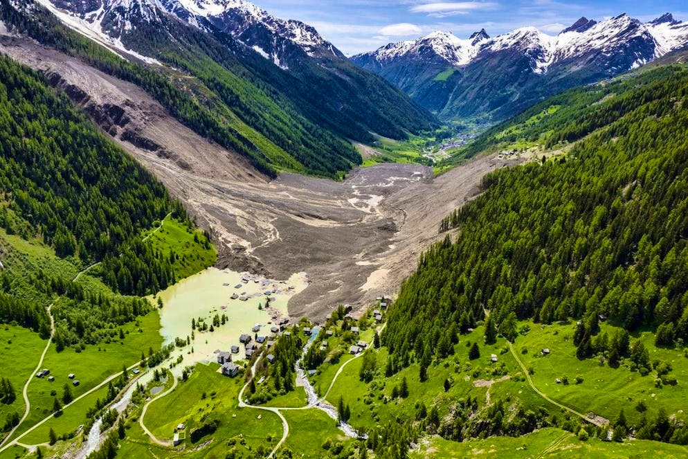 Glacier collapse in Blatten VS. A huge glacier collapse has largely buried Blatten...