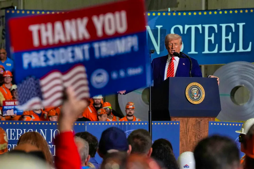 Steel industry reacts with concern to new Trump announcement - Gallery. Donald Trump speaks at the U.S. Steel Mon Valley Works-Irvin plant in West Mifflin, Pennsylvania.