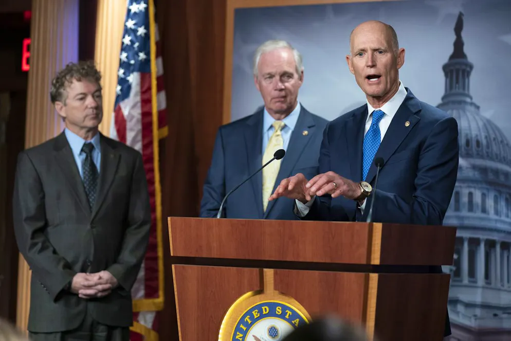 Von links:. Rand Paul, Ron Johnson und Rick Scott sprechen am 25. Januar in Washington über die US-Wirtschaftspolitik.