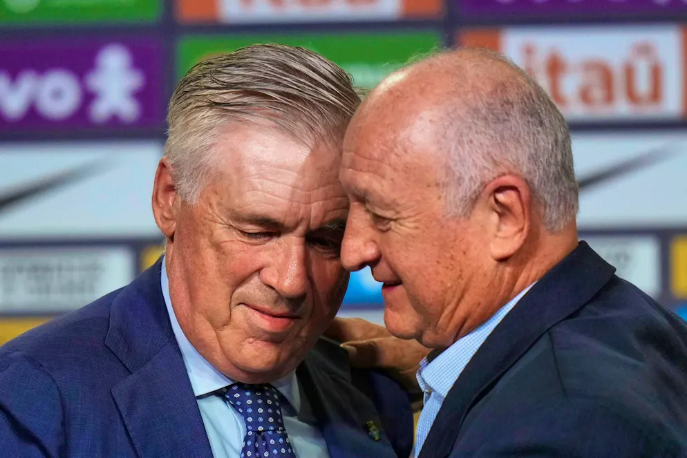 Between skepticism and longing: Ancelotti's Brazil mission - Gallery. The 2002 world champion coach, Luiz Felipe Scolari (r), and Carlo Ancelotti (l), who would love to win this title.