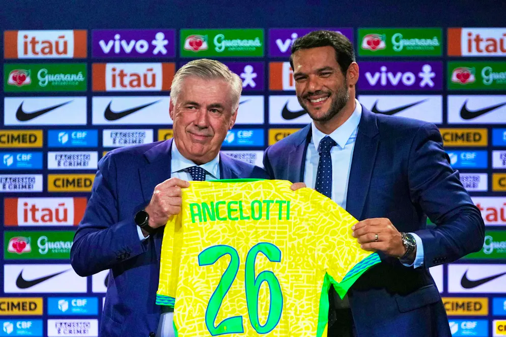 Between skepticism and longing: Ancelotti's Brazil mission - Gallery. Ancelotti at his presentation as the new coach.