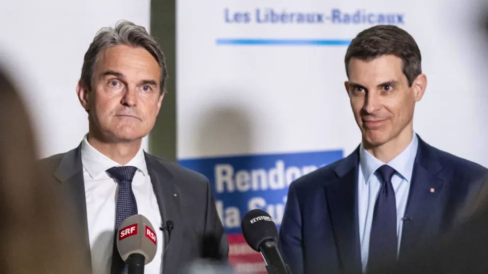 Il consigliere nazionale PLR Beat Walti e il presidente uscente del partito, Thierry Burkart