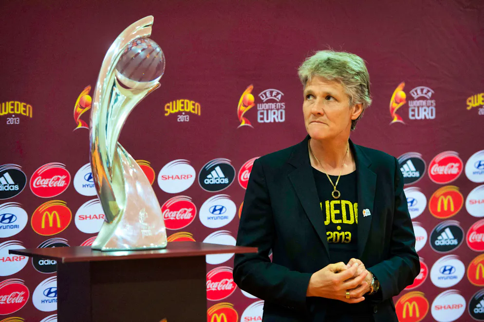 Snapshots from Pia Sundhage's great career. <strong>2013:</strong> Pia Sundhage was coach of the home team at the European Championships in Sweden. The journey ended in the semi-finals.