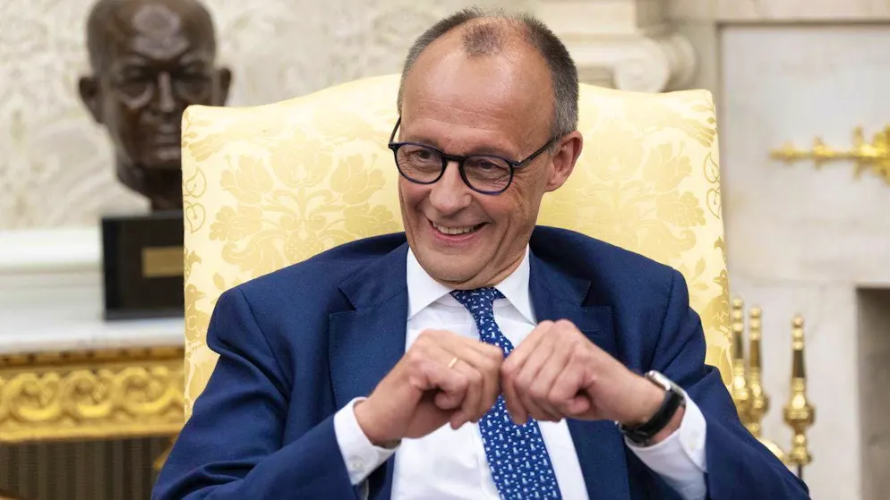 Having a good laugh: Freidrich Merz.