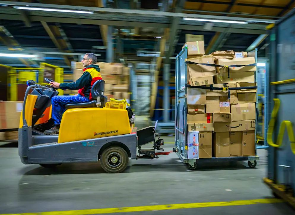 Parcels in a DHL center.