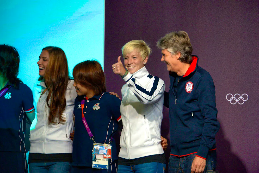 Snapshots from Pia Sundhage's great career. <strong>From 2008 to 2012</strong>, Sundhage was coach of the US team, winning the 2008 and 2012 Olympic Games and leading the team to the 2011 World Championship runner-up title. She coached world stars such as Megan Rapinoe and Alex Morgan.