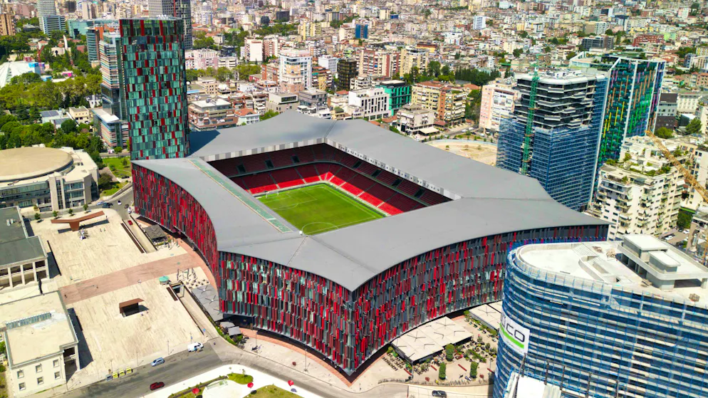 The venue on Saturday evening: the Air Albania Stadium in Tirana.