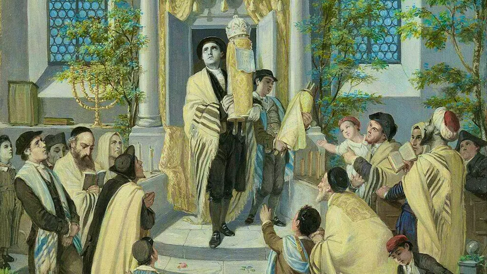 The painting "Shavuot" by Moritz Daniel Oppenheim (1880) shows a Jewish family celebrating the giving of the Torah - the counterpart to the Christian Pentecost.
