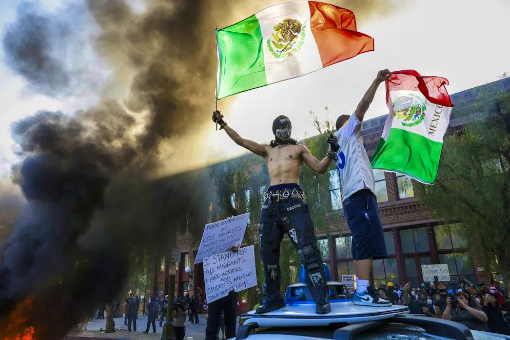 Protests L.A.. Mexican flags were very present at the protests.