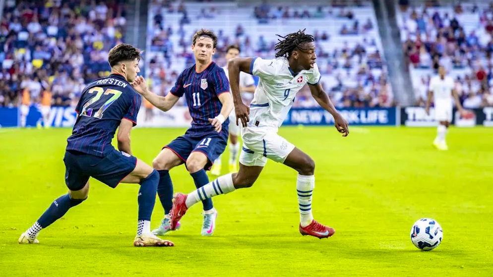 Johan Manzambi shows what he can do against the USA.