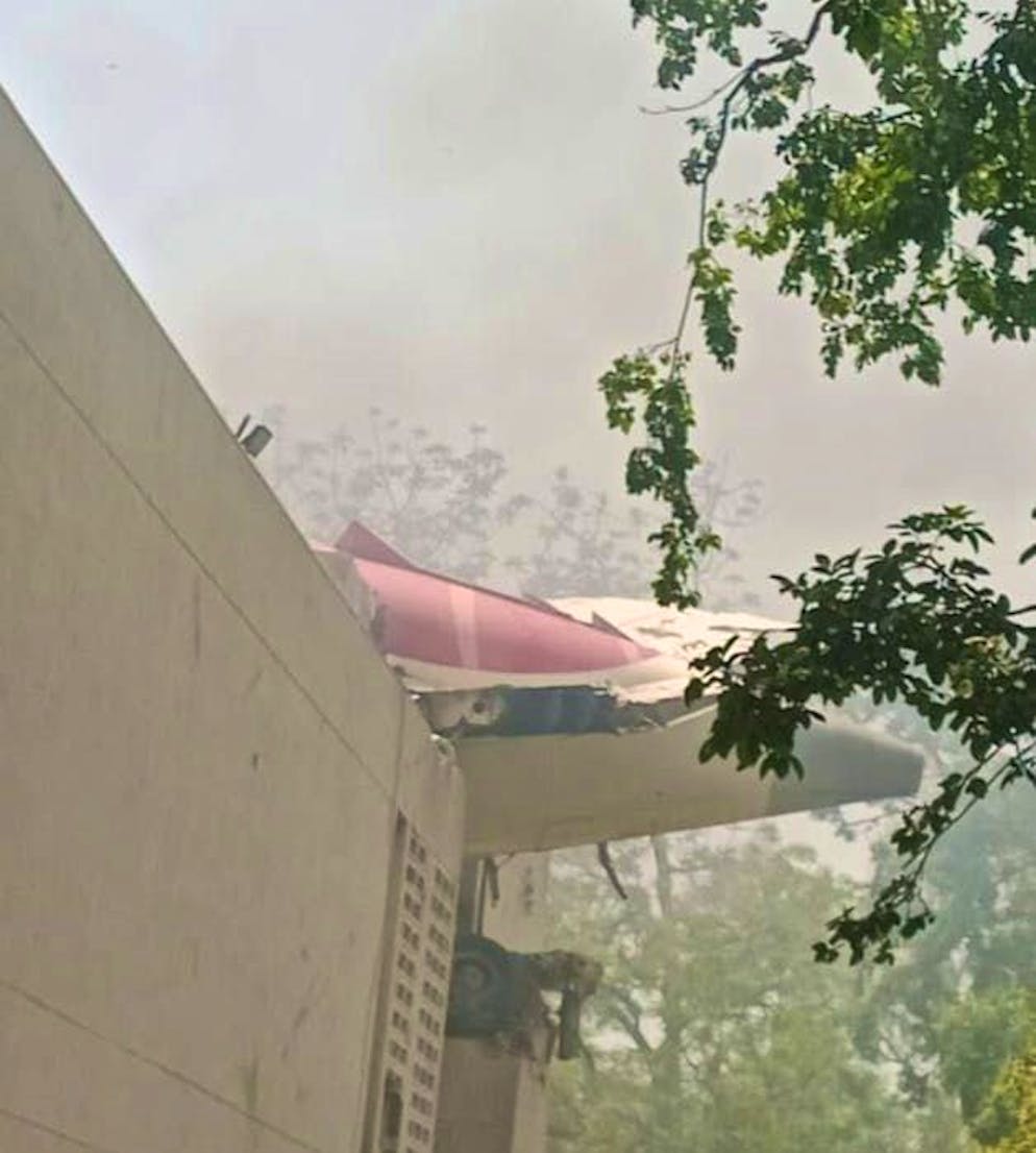 The plane crashed over a residential area.