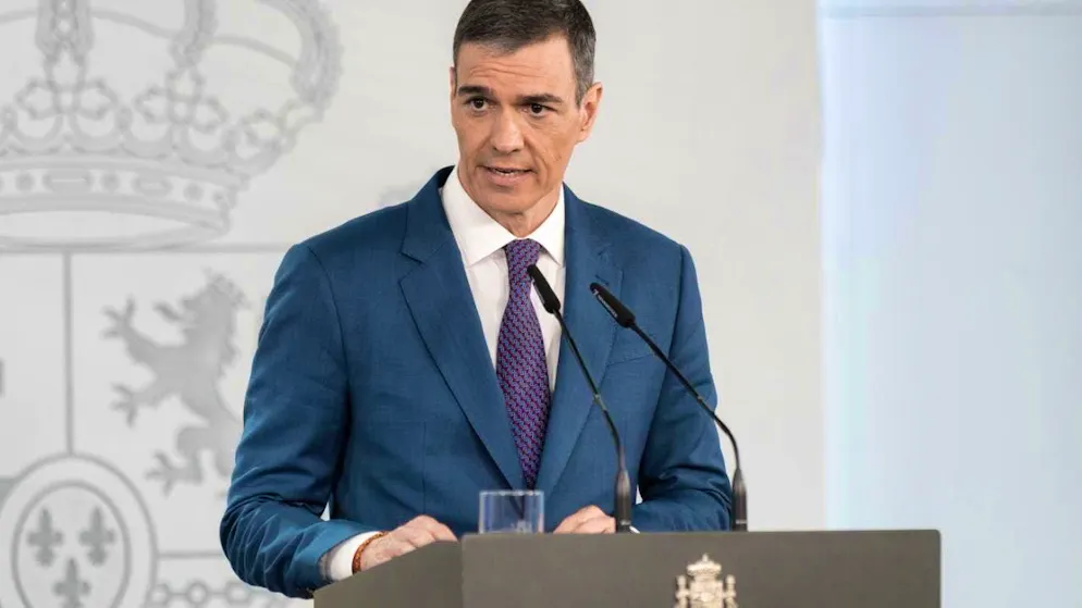 ARCHIVE - President Pedro Sánchez addresses the media at Moncloa Palace. Photo: Diego Radamés/EUROPA PRESS/dpa