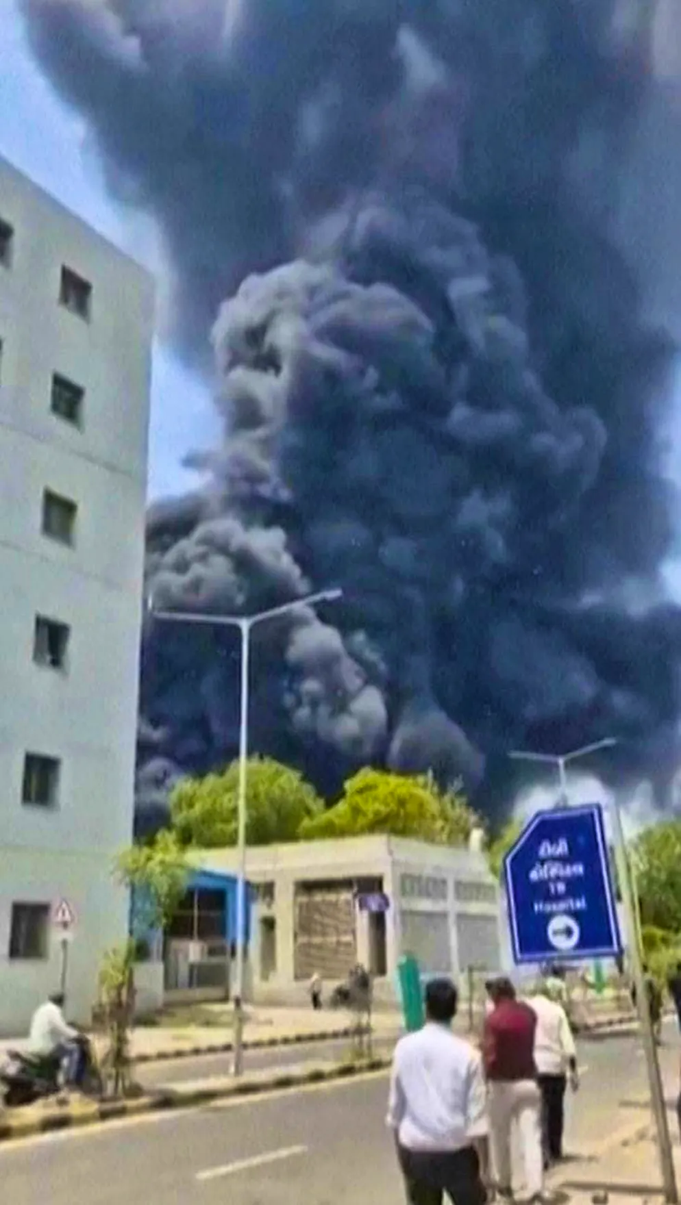 Air India plane crash. The crash was followed by a cloud of black smoke.